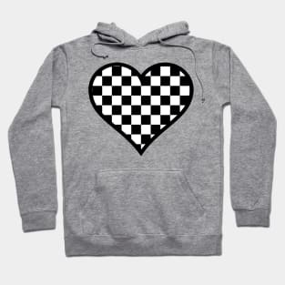 Black and White Checker Pattern Heart Hoodie